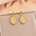 Boucles d'oreilles vintage en or avec coquillage et relief portrait sur boîte - Boucles d'oreilles