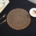 Sottopentola rotondo intrecciato in stile europeo in filato di cotone con isolamento termico - 38cm / Marrone Scuro