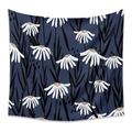 Detailed texture of dark blue tapestry with white daisy patterns and floral motifs - 73X95CM (Cross-border Brushed) / ZJ623-35/Dark Blue Daisy Leaves