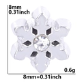 Silver snowflake floating charm with clear rhinestone center, 8mm diameter, 0.6g weight - Silver Rhinestone Snowflake (F483)
