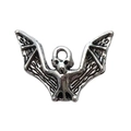 Silberner Fledermaus-Anhänger für DIY-Schmuck mit feinen Texturen und Ringöse - 1 Stück / Halloween Silber (17x23mm)