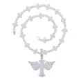 Iced out silver hip hop winged cross pendant necklace with sparkling zirconia stones - Silver Set 51cm (with Tennis Chain)