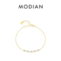 Elegante bracciale in argento S925 dorato con cinque scintillanti pietre di zircone tonde - Stile Mezza Eternità / Oro