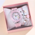 Orologio LED rosa con unicorno per bambini e set bracciale colorato in confezione - Orologio Rosa + Braccialetto