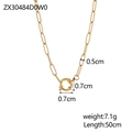 Gold stainless steel paperclip chain necklace with 50cm length and circular clasp detail - Universal Buckle Chain - 50cm
