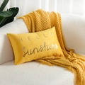 Yellow velvet pillow case with silver HELLO Sunshine text and matching knit blanket - 30*50cm / Golden Yellow Sunshine Gold Bronzing