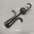 Schema tecnico del gancio per scarpe in plastica nera con dimensioni 215mm x 45mm - CY04005