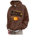 Dark brown hoodie with Happy Thanksgiving lettering and festive pumpkin pumpkin graphic - S / Dark Brown Happy Thanksgiving Color (38)