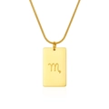Minimalist 18K gold plated snake chain necklace with square zodiac pendant letter M - Scorpio