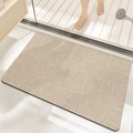 Absorbent diatom mud bath mat in beige with non-slip texture and rounded corners - Grand's Words - Khaki (patented Coating)