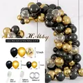 114pcs Black and Gold Balloon Arch Kit with confetti balloons and assembly tools - Black Gold Set 01
