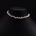 Minimalist double-layered natural baroque pearl choker necklace with white luster - Baroque Pearl Strand Necklace