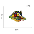 Colorful melting rubik cube embroidered iron-on patch measuring 8 cm by 5.2 cm - Melting Cube Patch
