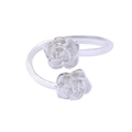 Portatovagliolo in argento con doppio design a rosa 3D e finitura metallica - Z1077-1 (Doppio Fiore Argento Aperto)