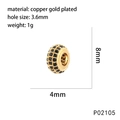 Macro detail of 8mm gold plated bead with black cubic zirconia for necklace making - P02105 Flat Round Bead