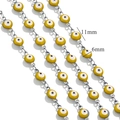 18K gold-plated stainless steel chain with yellow evil eye enamel charms for DIY jewelry - Yellow-Steel