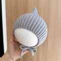Grey knit baby pixie hat with pointed top and cozy chin straps for winter warmth - Cap circumference 40-48cm, suitable for 3-18 months / Elf Hat Grey