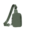 Borsa a tracolla minimalista verde militare con tracolla regolabile e tessuto tecnico - Verde Fagiolo