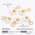 Five pieces of 18k gold stainless steel flower pearl charms for DIY jewelry making - Flower Pearl Bead Pendant (PJ91605L)
