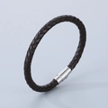 Deep brown braided leather bracelet with silver magnetic metal clasp for men and women - Style A-6mm Brown Cord-Silver Clasp-Bracelet