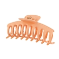 Close-up of matte orange 11cm large hair claw clip with strong metal spring and multi-teeth - 11cm / Matte Light Orange Red / Bulk Packaging