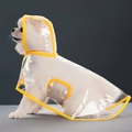Transparent waterproof pet raincoat with yellow trim for dogs shown on a white Pomeranian - S / Golden Yellow Edge
