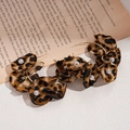 Leopard print fabric flower earrings with pearls on vintage background - Leopard Coffee (Silver Pin)