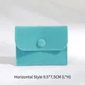 Thick tiffany blue velvet jewelry snap pouch for rings and necklaces, size 9.5x7.5cm - 横版款(9.5cm*7.5cm) / Teal Blue