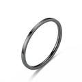 Close-up of a minimalist slim black polished titanium steel ring with smooth finish - US 5 / 2MM Flat Style / Black