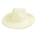 Breathable beige Panama straw hat with a classic wide brim and woven texture - M (56-58cm) / Beige