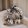 40cm Nordic Christmas wreath with LED lights, pine cones and gray plush balls - 50cm Luxury Grey Wreath (With Lights)