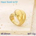Anillo ancho cruzado de acero inoxidable bañado en oro de 18K con ancho de 20 mm - US 6 / Dorado
