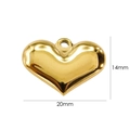 Detailed view of golden heart-shaped stainless steel pendant with 20mm x 14mm dimensions - Large Flat Polished Heart (20x14mm)