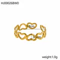 Detail view of adjustable gold heart ring showing 1.8cm diameter and 0.5cm width dimensions - Gold Continuous Heart Hollow