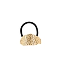 Minimalist black elastic hair tie featuring a curved golden hammer-textured alloy buckle - Pitted 5cm / Gold