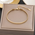 Elegant gold-plated stainless steel flat snake chain bracelet with adjustable lobster clasp - Gold Flat Snake Chain (5101)