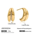 Golden geometric C-shaped stainless steel earrings with waterproof hypoallergenic finish - Gold