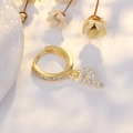 Gold hoop earring featuring a pavé-set letter P pendant with sparkling white zircons - Letter P (Gold)