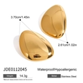 Pendientes geométricos de acero inoxidable dorado, resistentes al agua e hipoalergénicos - Estilo de Gota Dorada (JDE0112045)