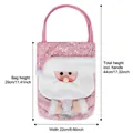 Pink Christmas Santa gift bag with sequins and faux fur trim, size 22x29cm - Pink Hooded Apple Bag Santa