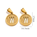 18K gold-plated circular pendant with hollow W letter and sparkling sandblasted finish - Letter W - Gold