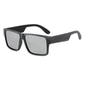 Polarized sunglasses with grey wood grain frame and silver mirror lenses for outdoor protection - Grey Wood Grain Frame Silver Mirror