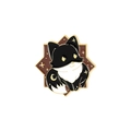 Creative black and white fox enamel pin with gold detailing and crescent moon motifs - Moon Black White Fox (XZ4206)