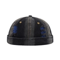 Distressed blue denim docker hat with ripped details and retro street style design - Adjustable / Blue Patch Distressed Black