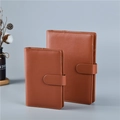 Brown PU leather Macaron ring binder notebook set in two sizes with clasp closure - Brown