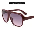 Oversized jujube red sunglasses with stylish purple to pink gradient lenses - Burgundy