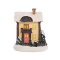 Close-up of the miniature Christmas City Hall LED ornament with snowy details - City Hall Style (CITY HALL)