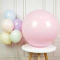 36-inch pastel pink giant latex balloon with assorted macaron party balloon set - 36 Inch Macaron Pink