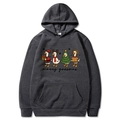 Dark gray Christmas hoodie featuring a merry goosmas cartoon duck print in M size - Dark Gray