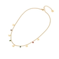 Golden necklace featuring a gold butterfly and colorful teardrop gemstone pendants - 5# Butterfly